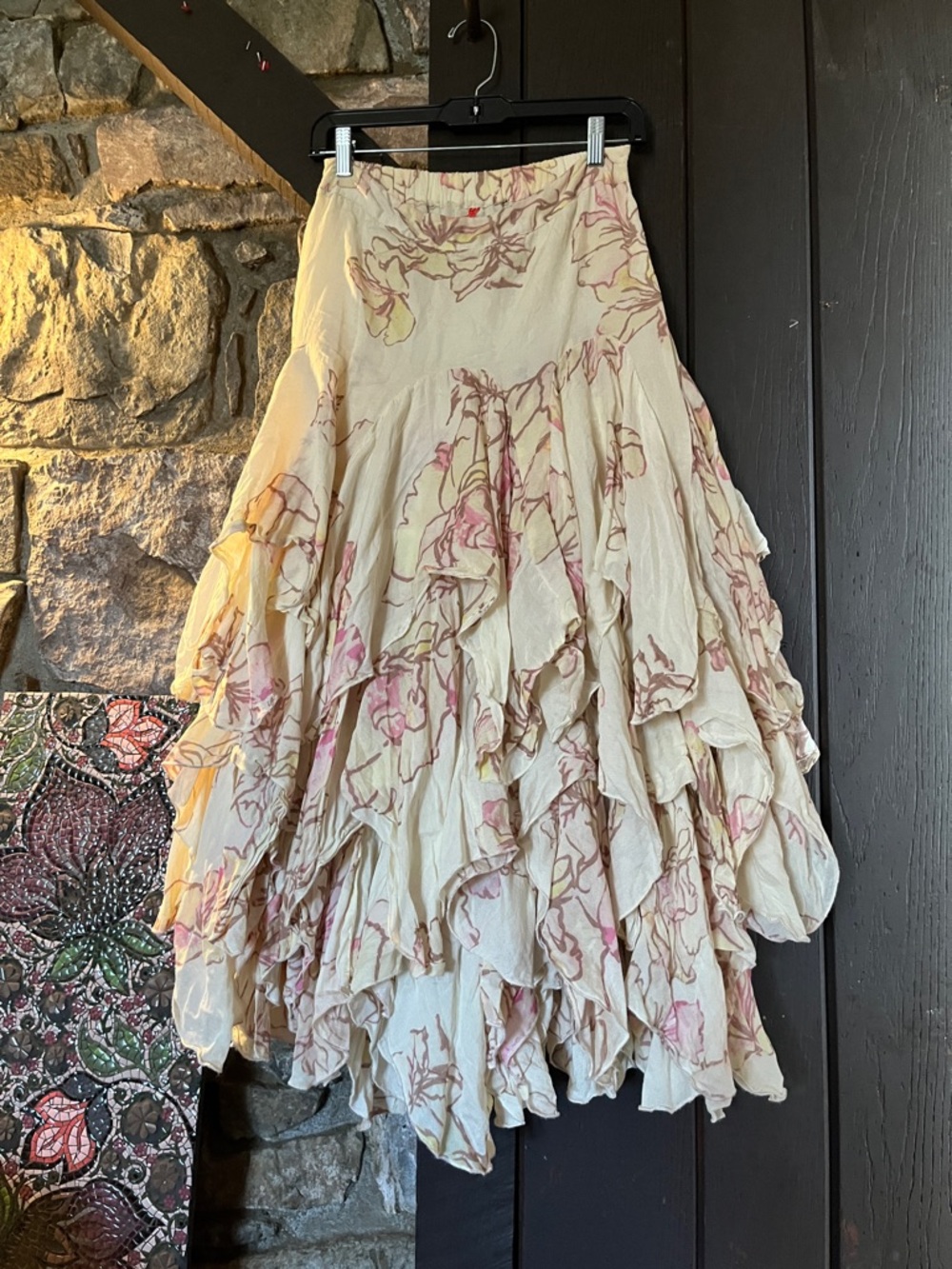 Free People Floral Tiered Ruffled Maxi Skirt S